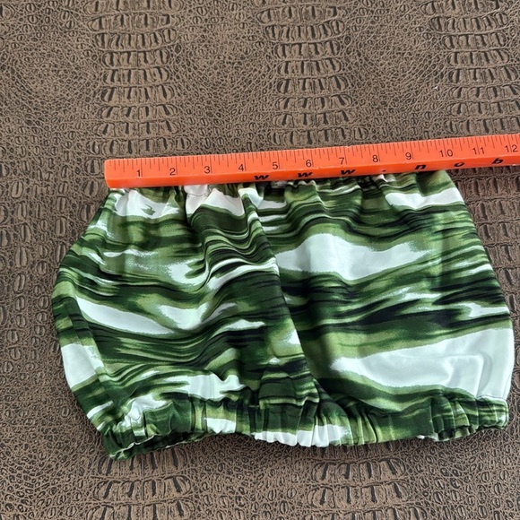 Muze New York Green Strapless Crop Top Size Small Marble Print Tube Top - Picture 4 of 6